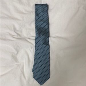 Burberry Slate Blue Tie with Navy Dot Pattern